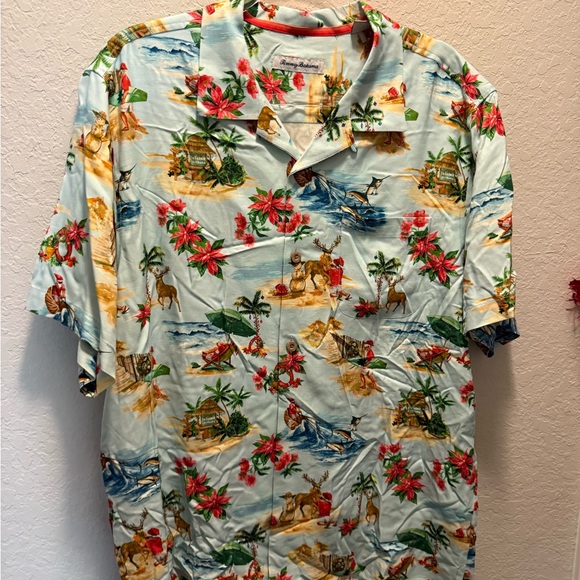 Tommy Bahama Santa Beach Marlin Hawaiian 100% Silk Mens Camp Shirt Large - Picture 3 of 9